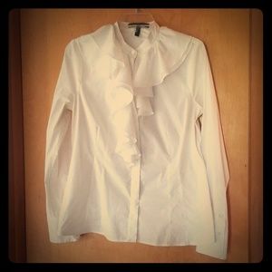 BCBG ruffled while blouse